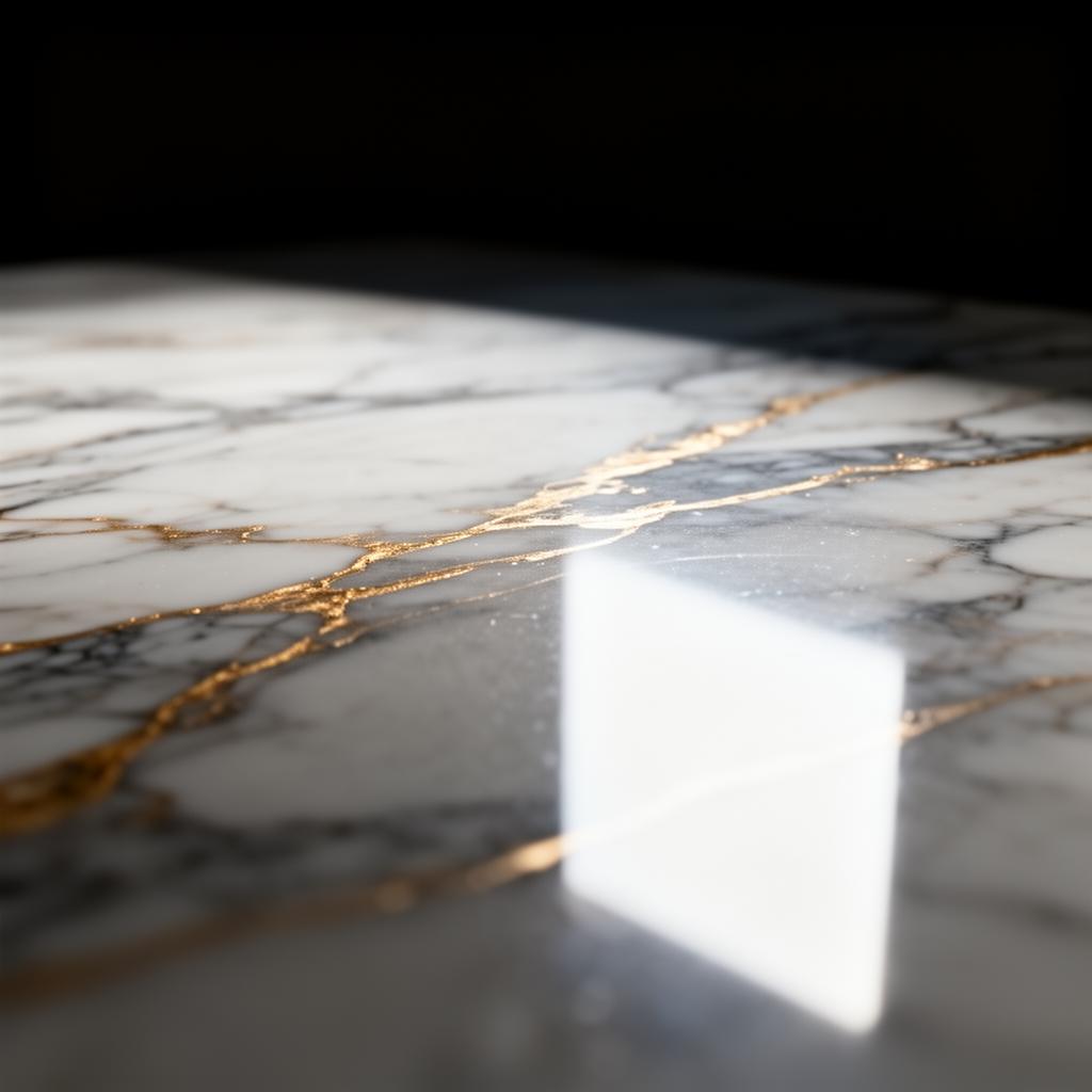 Macro photograph of flawless polished Calacatta marble